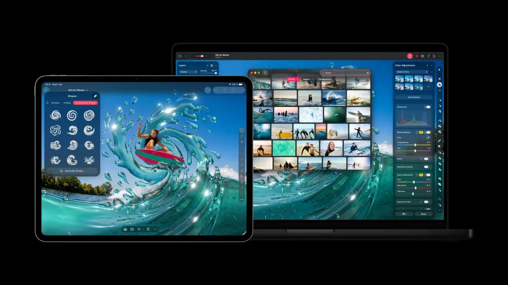 Generování a úprava obrázků v Pixelmatoru Pro Pixelmator Pro s pokročilým generováním obrázků na iPadu a MacBooku