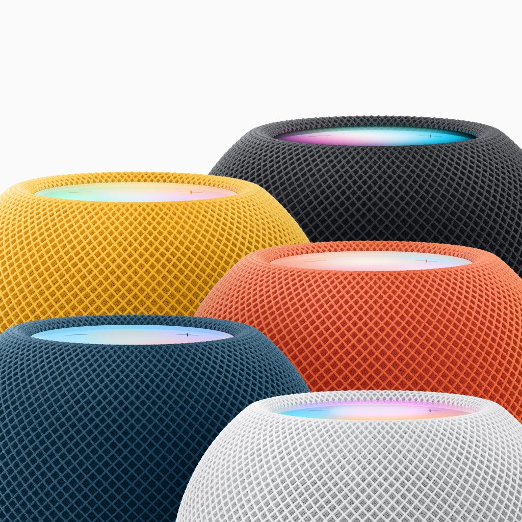 Kromě barvy „midnight“ je HomePod mini k dispozici také v žluté, oranžové, modré a bílé. Kromě barvy „midnight“ je HomePod mini k dispozici také v žluté, oranžové, modré a bílé.