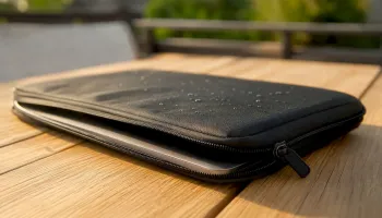 Detail odolného pouzdra chránícího MacBook před nárazy a vodou