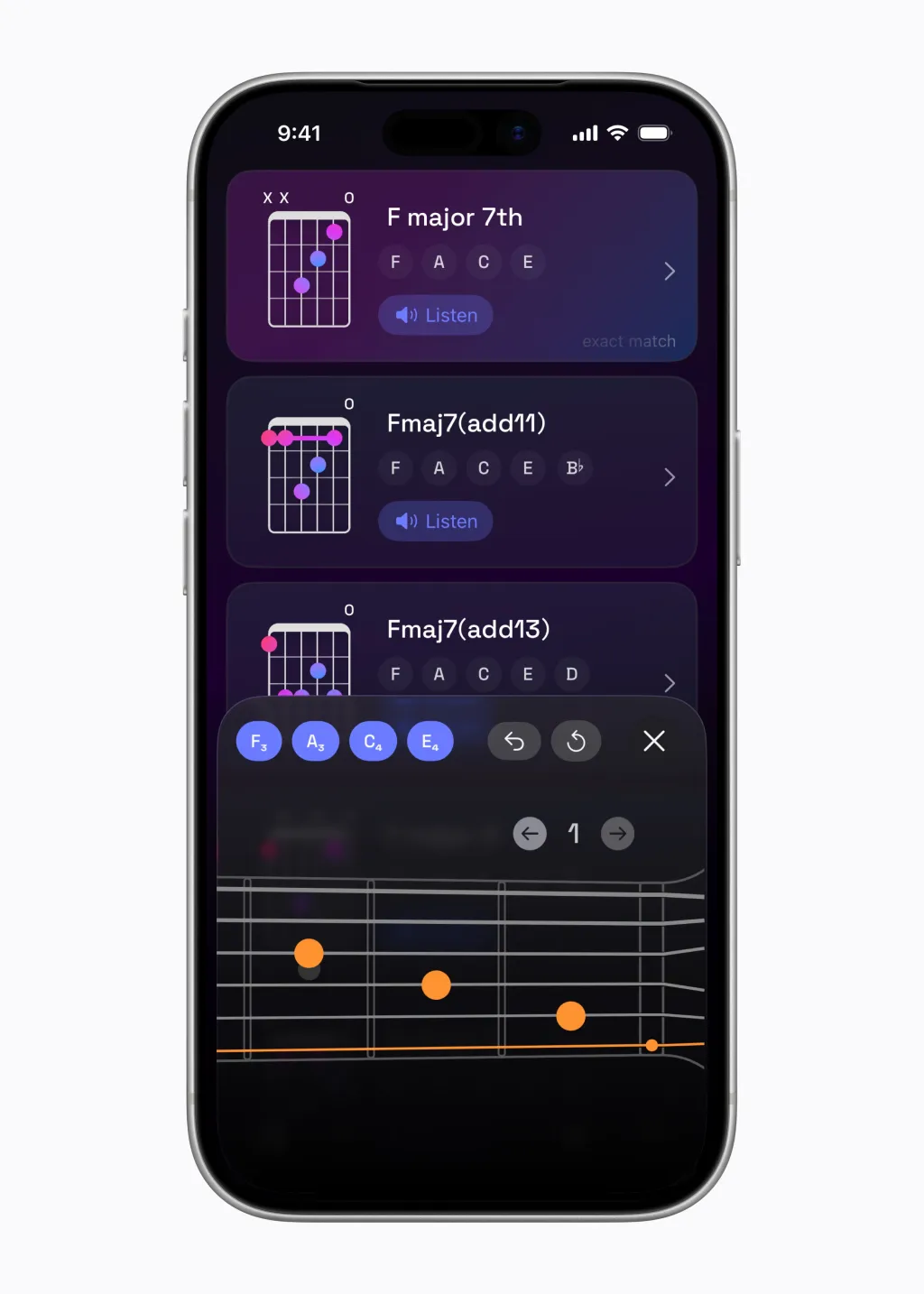 Guitar Wiz podporuje kytaristy díky mluveným pokynům a funkcím zpřístupnění Aplikace Guitar Wiz pro kytaristy na iPhonu