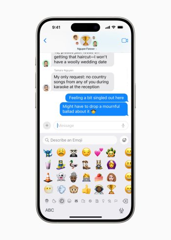Stejně jako emoji lze i Genmoji přidávat do zpráv.