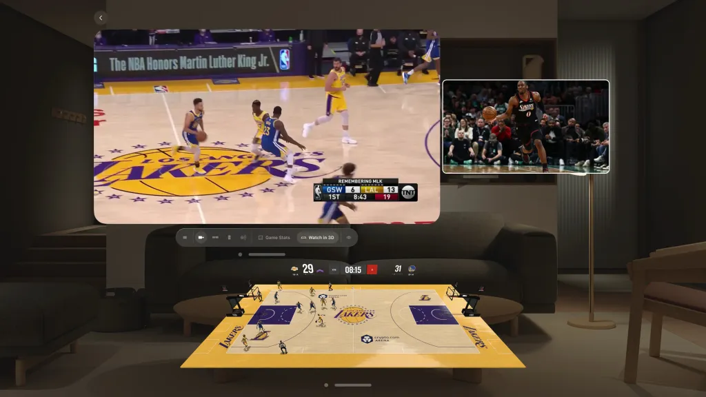 NBA na Apple Vision Pro přináší prostorové sledování živých zápasů NBA Live Games and Scores na Apple Vision Pro