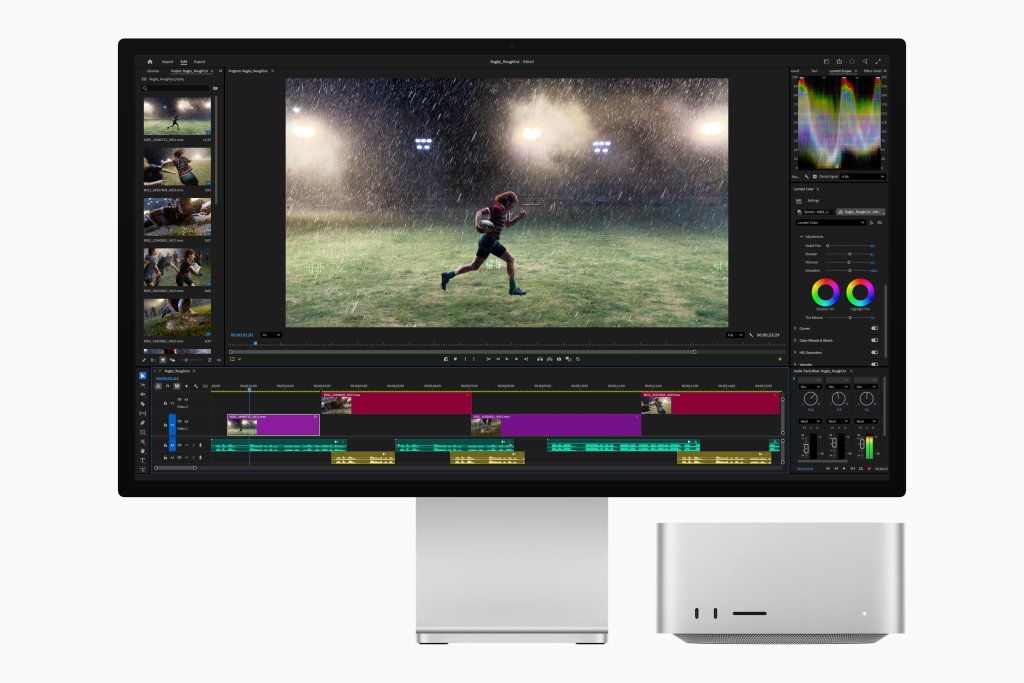 Mac Studio M5 Ultra a Adobe Premiere – profesionální střih videa ve vysokém rozlišení Mac Studio s Apple M5 Ultra při profesionálním střihu videa v Adobe Premiere