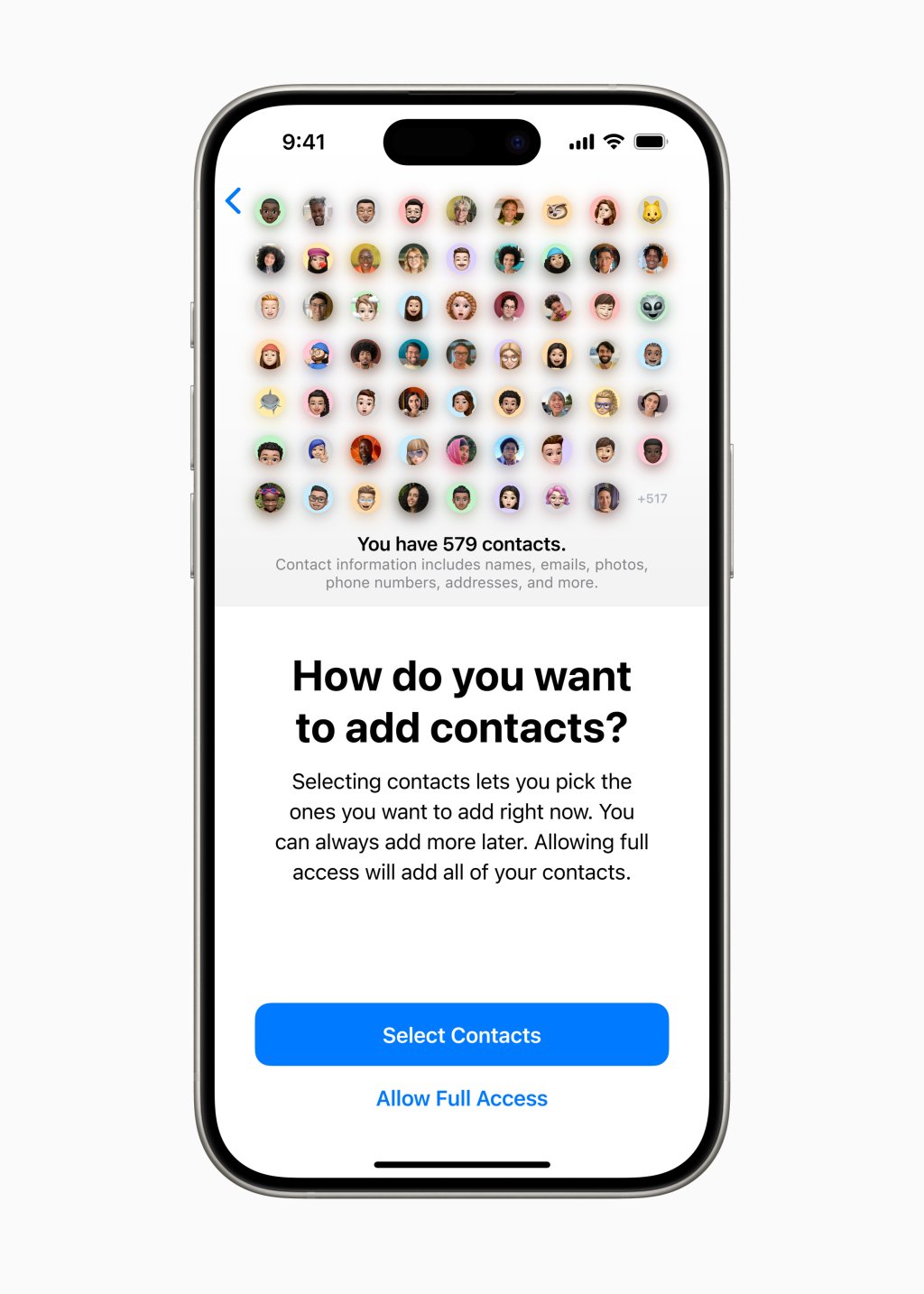 V iOS 18 si uživatelé mohou vybrat, zda chtějí s aplikací sdílet pouze konkrétní kontakty. V iOS 18 si uživatelé mohou vybrat, zda chtějí s aplikací sdílet pouze konkrétní kontakty.