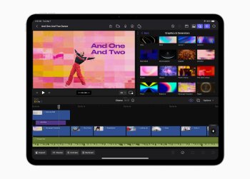 Final Cut Pro pro iPad 2 obsahuje 12 nových barevných předvoleb, osm základních textových titulků, 20 nových zvukových stop a další dynamická pozadí.