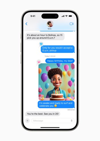 Ve Zprávách mohou uživatelé pomocí aplikace Image Playground rychle vytvářet zábavné obrázky pro své přátele a zobrazovat personalizované navrhované koncepty související s jejich konverzacemi.