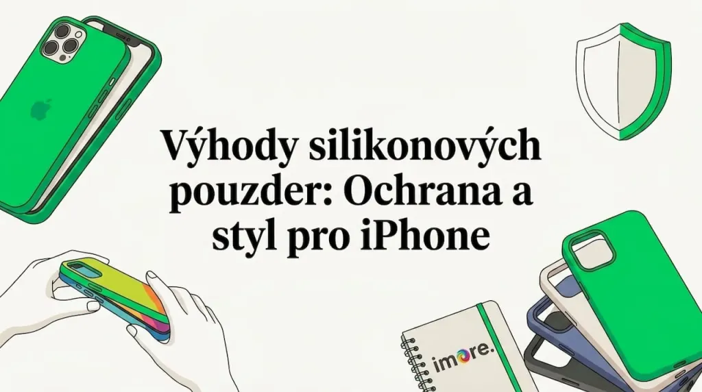 Vkusně zpracovaná titulní karta s ilustracemi iPhonu a silikonového pouzdra v rozích. Vkusně zpracovaná titulní karta s ilustracemi iPhonu a silikonového pouzdra v rozích.
