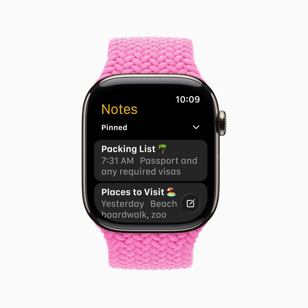 Poznámky na Apple Watch s funkcí připnutí a odškrtávání Poznámky na Apple Watch s funkcí připnutí a odškrtávání
