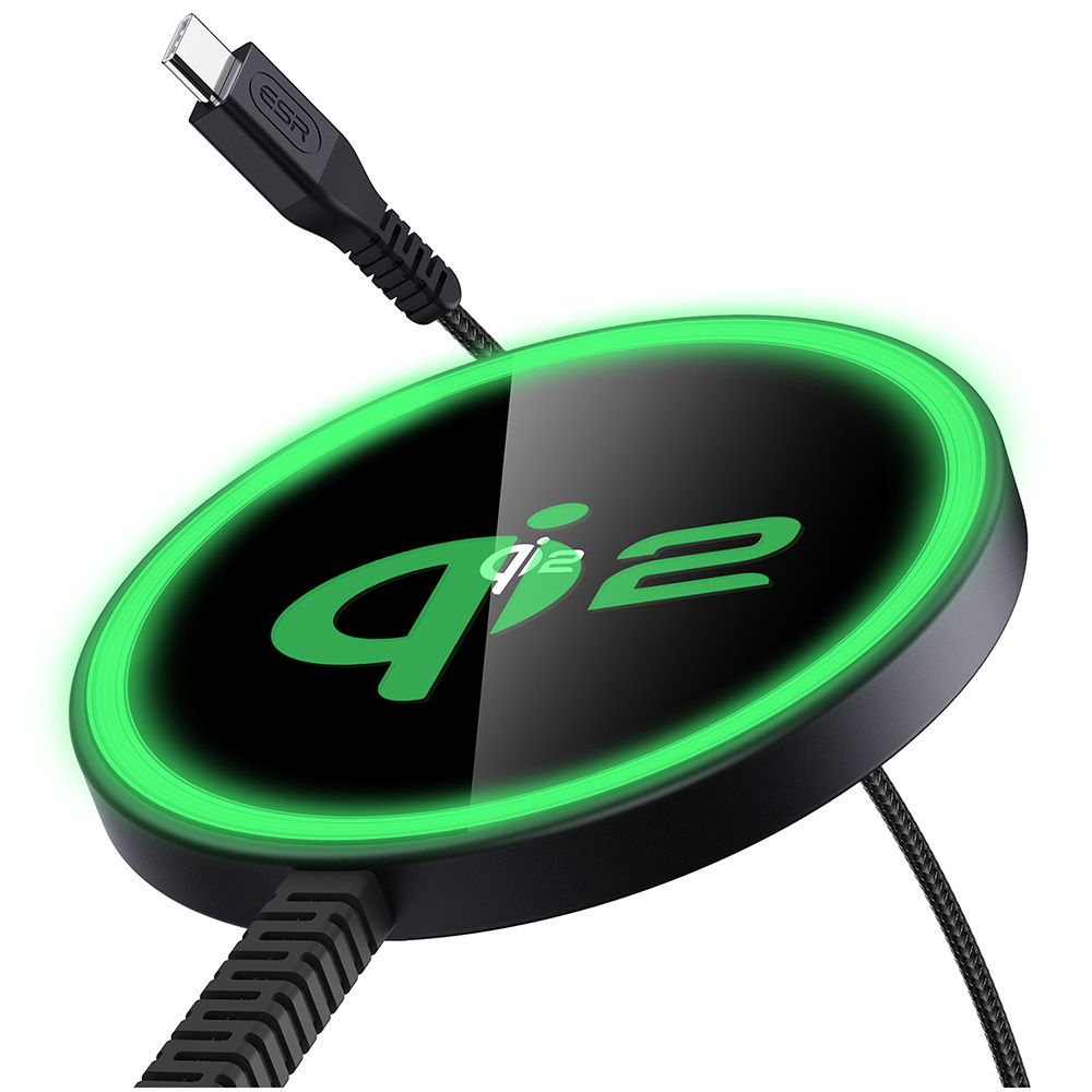 Qi2 bezdrátová nabíječka ESR s LED podsvícením - magnetická nabíječka pro rychlé a bezpečné nabíjení s výkonem 15W. Podporuje širokou škálu zařízení včetně iPhone a Android. Qi2 bezdrátová nabíječka ESR s LED podsvícením - magnetická nabíječka pro rychlé a bezpečné nabíjení s výkonem 15W. Podporuje širokou škálu zařízení včetně iPhone a Android.