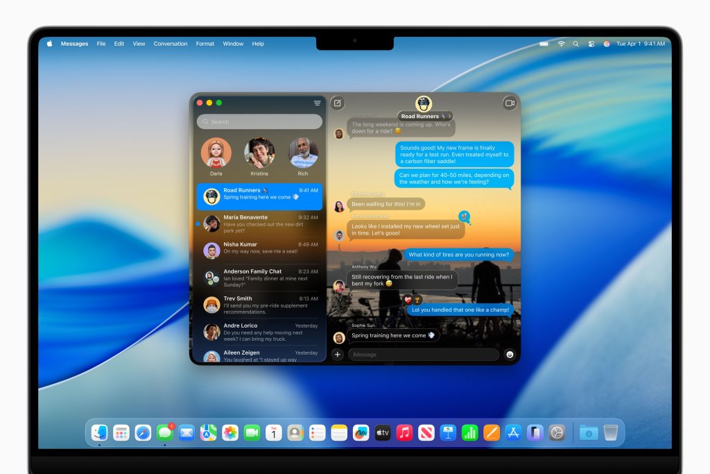 Aplikace Zprávy s novými funkcemi v macOS Tahoe Novinky v aplikaci Zprávy na Macu