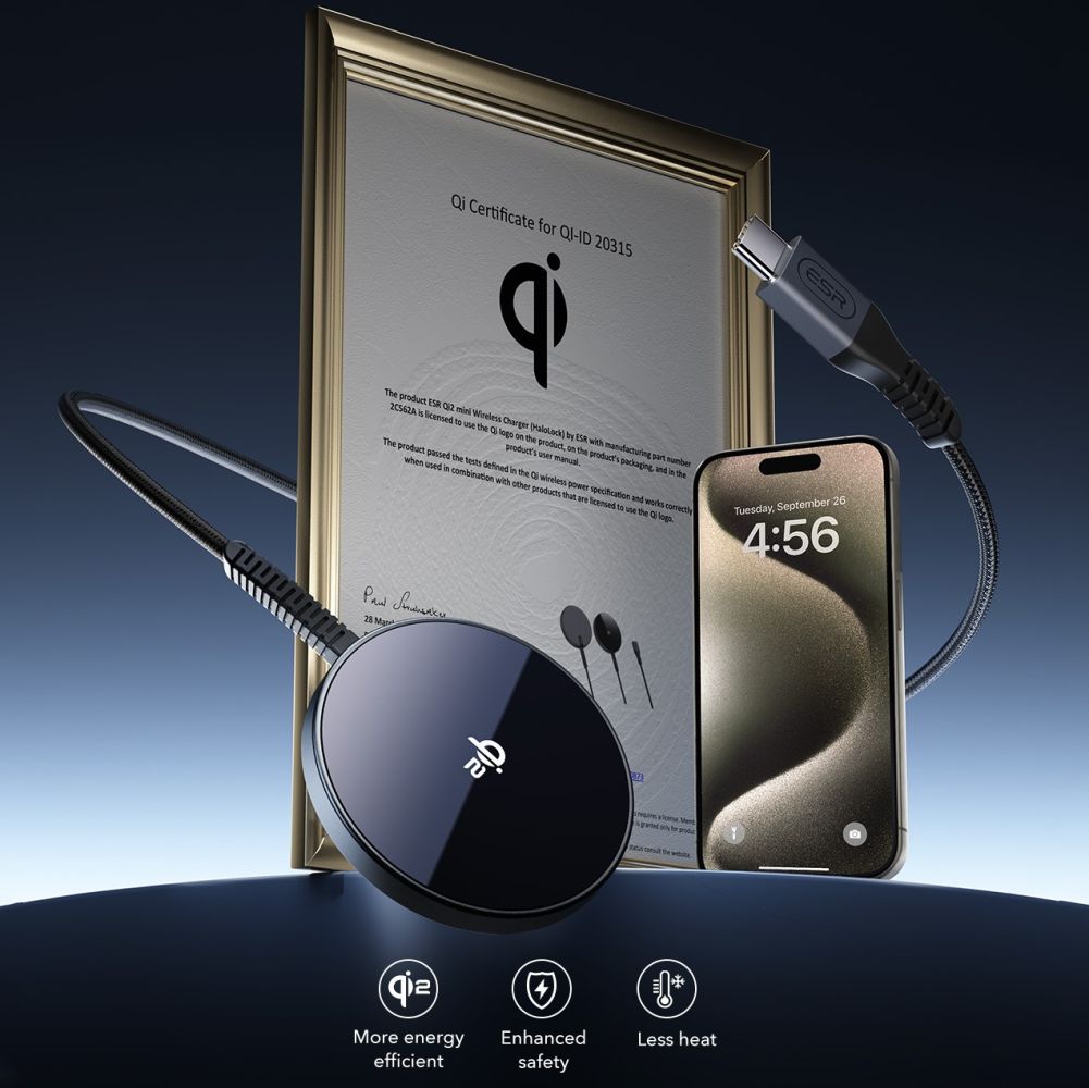 Qi2 certifikovaná nabíječka ESR pro iPhone 15. Energeticky úsporná, bezpečnější a s nižší produkcí tepla, ideální pro každodenní použití. Qi2 certifikovaná nabíječka ESR pro iPhone 15. Energeticky úsporná, bezpečnější a s nižší produkcí tepla, ideální pro každodenní použití.