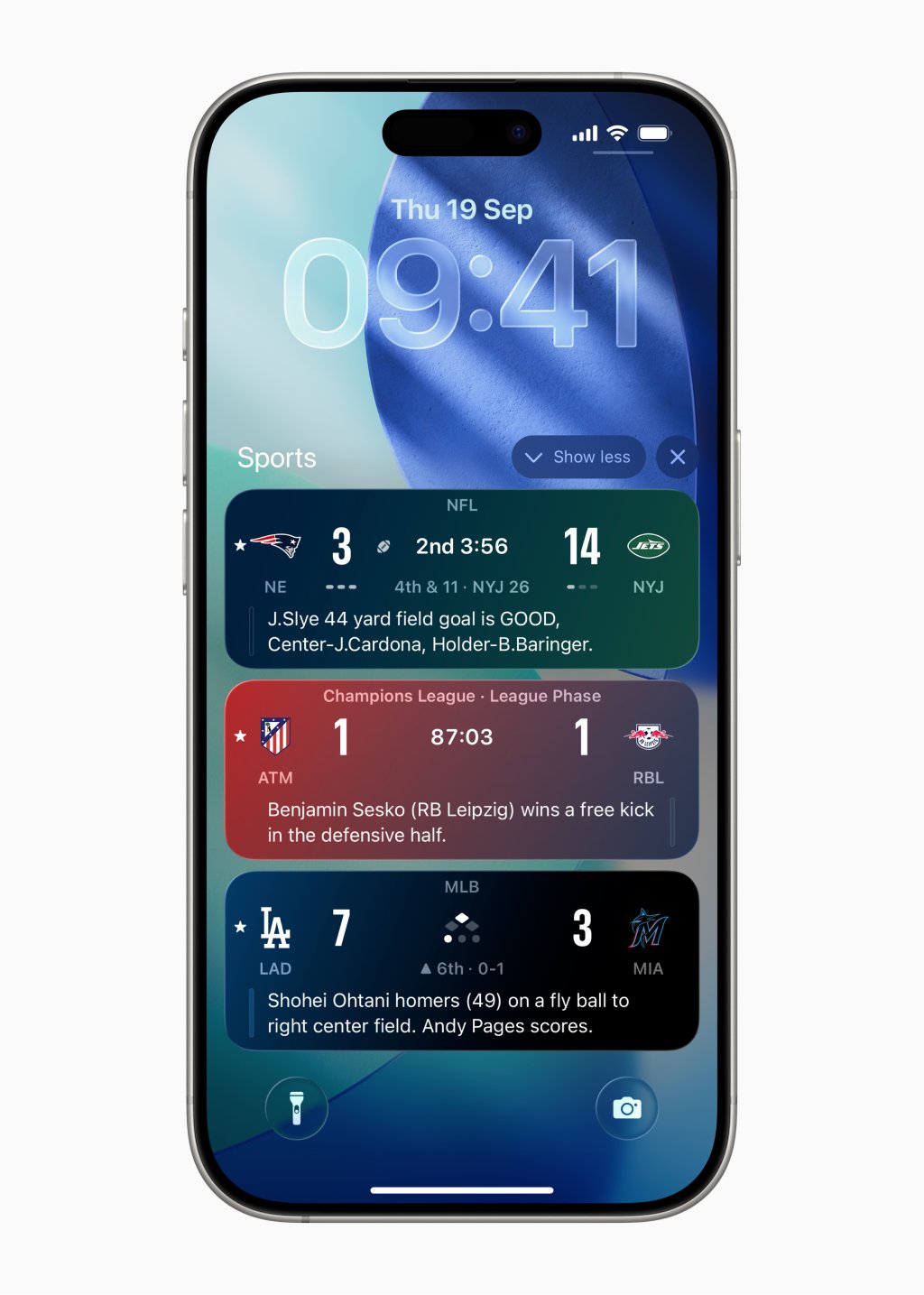 Apple Sports – Detailní statistiky zápasu Detail zápasu NFL v Apple Sports