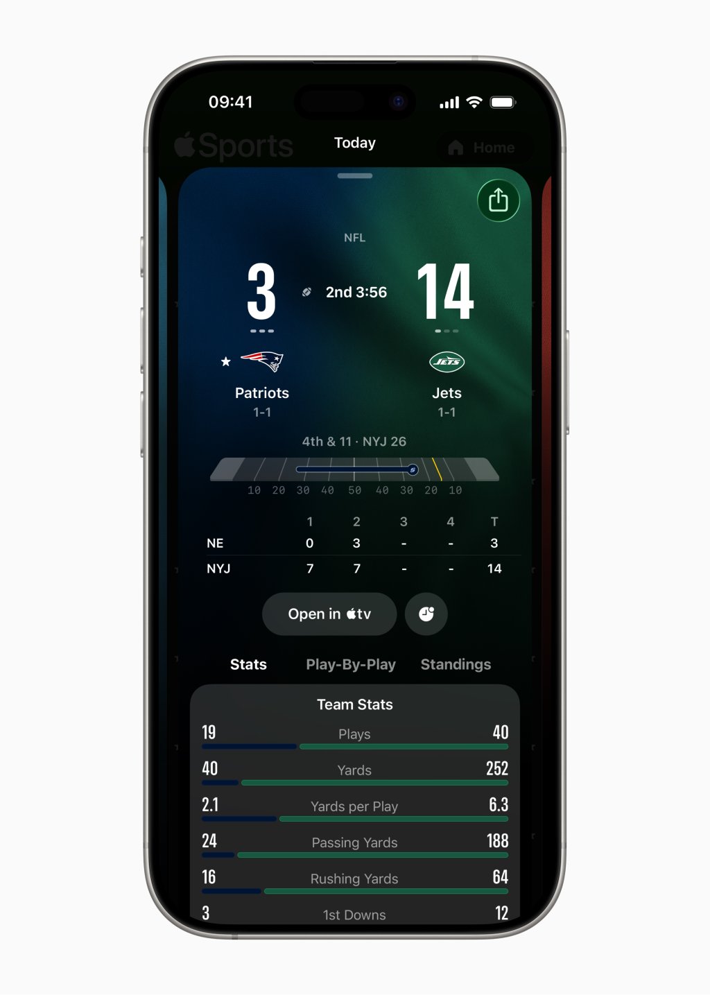 Apple Sports – Živé sportovní výsledky a notifikace Apple Sports živé aktivity na zamčené obrazovce iPhonu