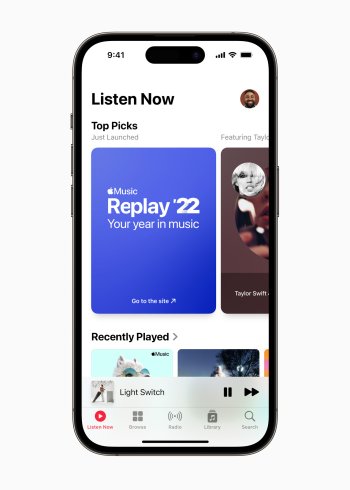 Apple Music spouští službu Replay; odhaluje žebříčky Top 2022