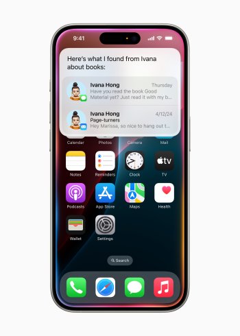 Siri nyní umí provádět stovky nových akcí v aplikacích i napříč nimi, včetně vyhledávání doporučení knih zaslaných přítelem ve Zprávách a Poště.