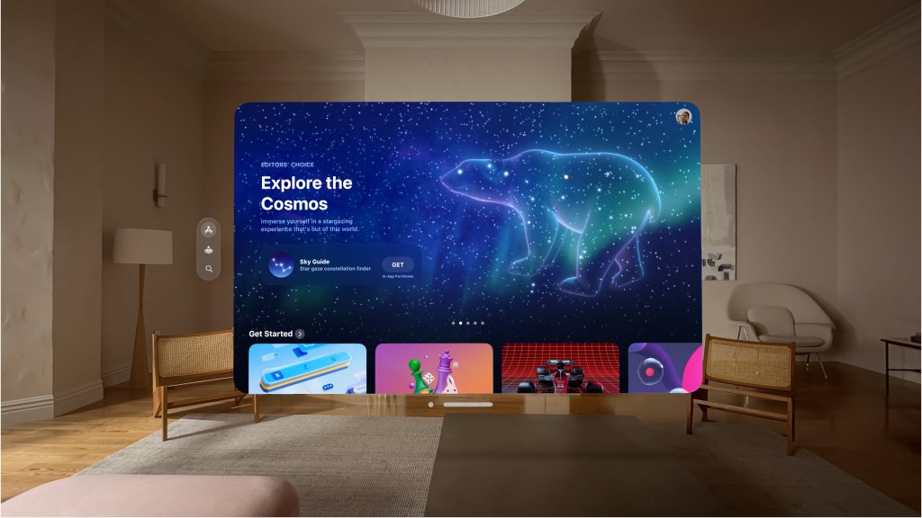 Apple Vision Pro m&aacute; &uacute;plně nov&yacute; obchod App Store, kde uživatel&eacute; objevuj&iacute; &uacute;žasn&eacute; aplikace a obsah.
