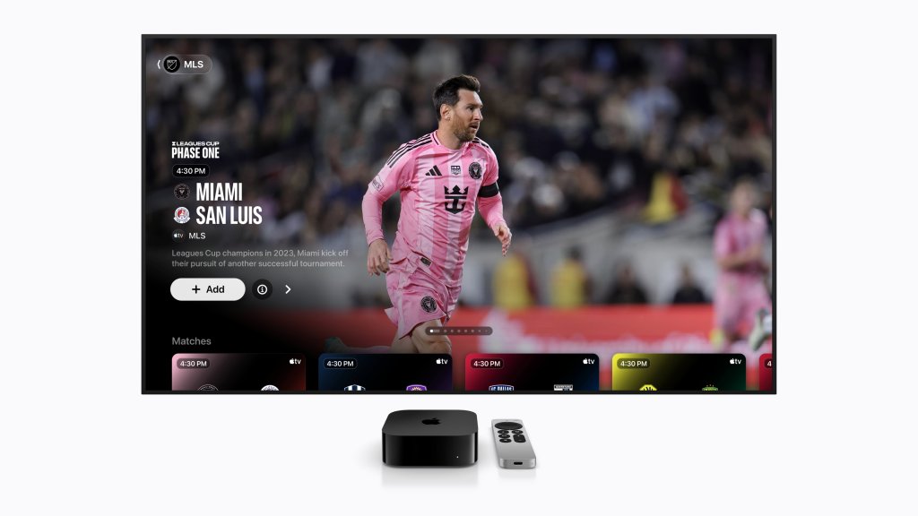 Nab&iacute;dka z&aacute;pasů Leagues Cupu 2026 v aplikaci Apple TV na televizoru s Apple TV 4K