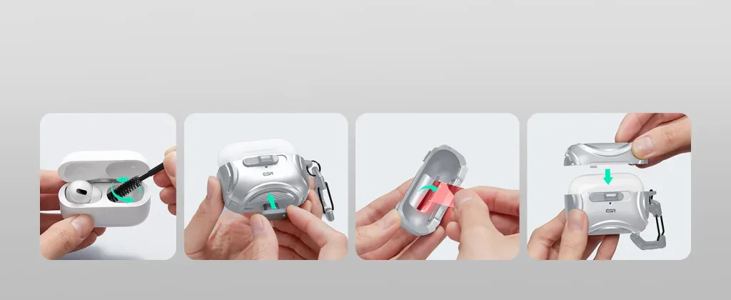 Detail konstrukce ESR FlickLock Detail konstrukce ESR pouzdra pro AirPods Pro 3
