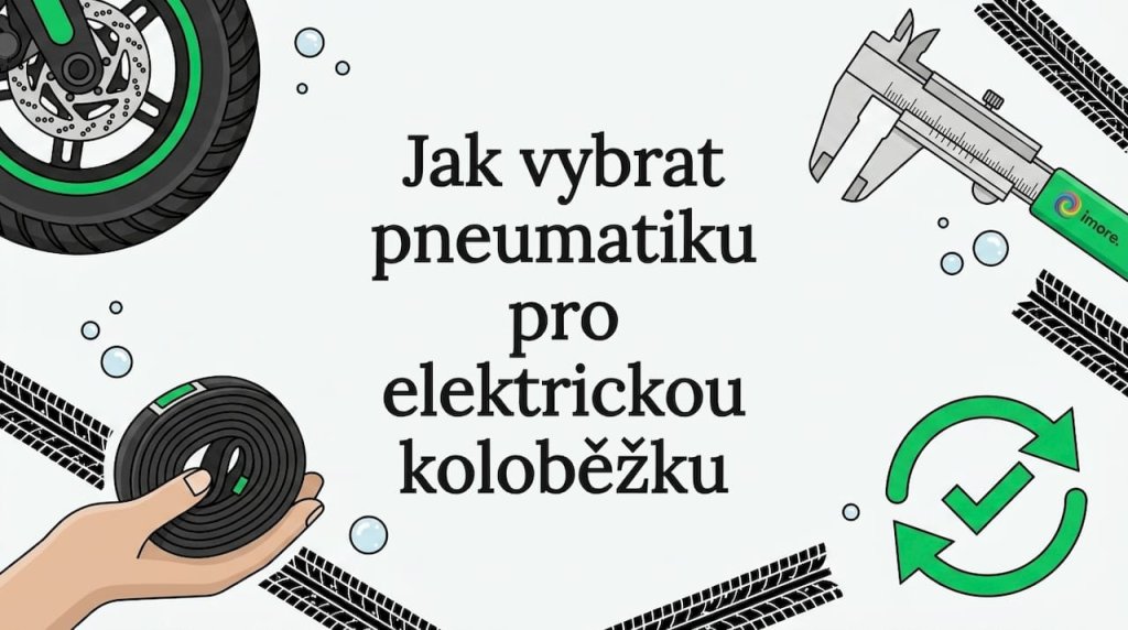 Ilustračn&iacute; obr&aacute;zek, kter&yacute; lemuj&iacute; motivy pneumatik určen&yacute;ch pro elektrokoloběžky a tvoř&iacute; tak r&aacute;meček kolem titulku.