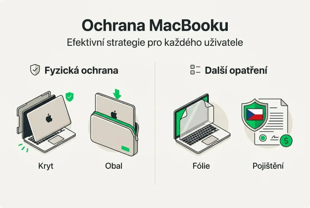 Infografika s přehledem možnost&iacute; ochrany MacBooku.
