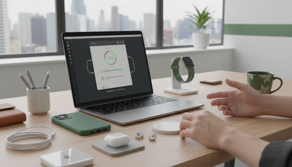 Role příslušenství v ekosystému Apple – přehled a doporučení Pracovní stůl s Apple zařízeními a příslušenstvím