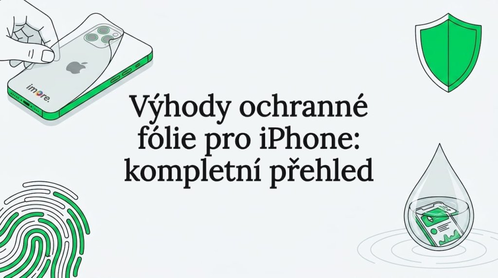Moderní ilustrace v plochém stylu s motivem iPhonu, ochranné fólie a technických symbolů Moderní ilustrace v plochém stylu s motivem iPhonu, ochranné fólie a technických symbolů