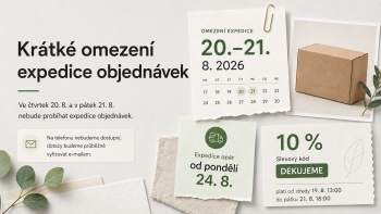 Omezení expedice objednávek 20.–21. 8. 2026
