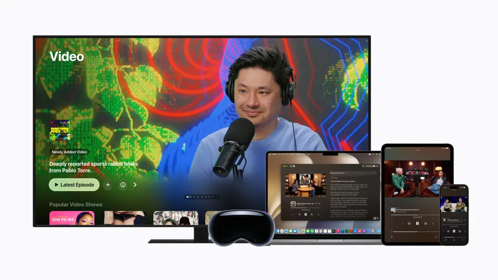 Video podcasty Apple Podcasts na Apple TV, Macu, iPadu, iPhonu a Apple Vision Pro