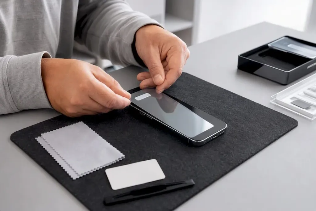 Nanášení ochranné fólie na displej chytrého telefonu