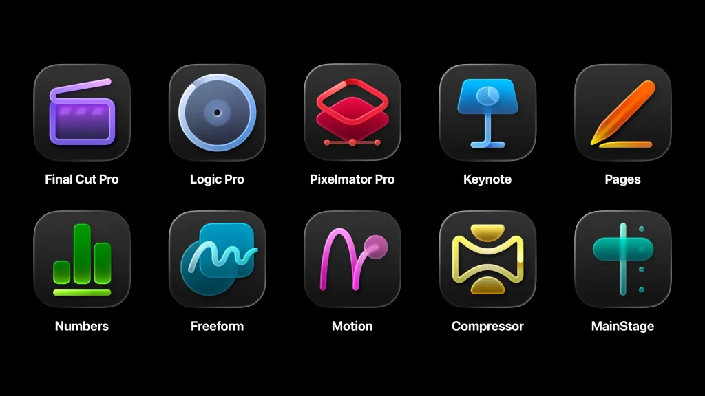 Přehled aplikac&iacute; v bal&iacute;čku Apple Creator Studio