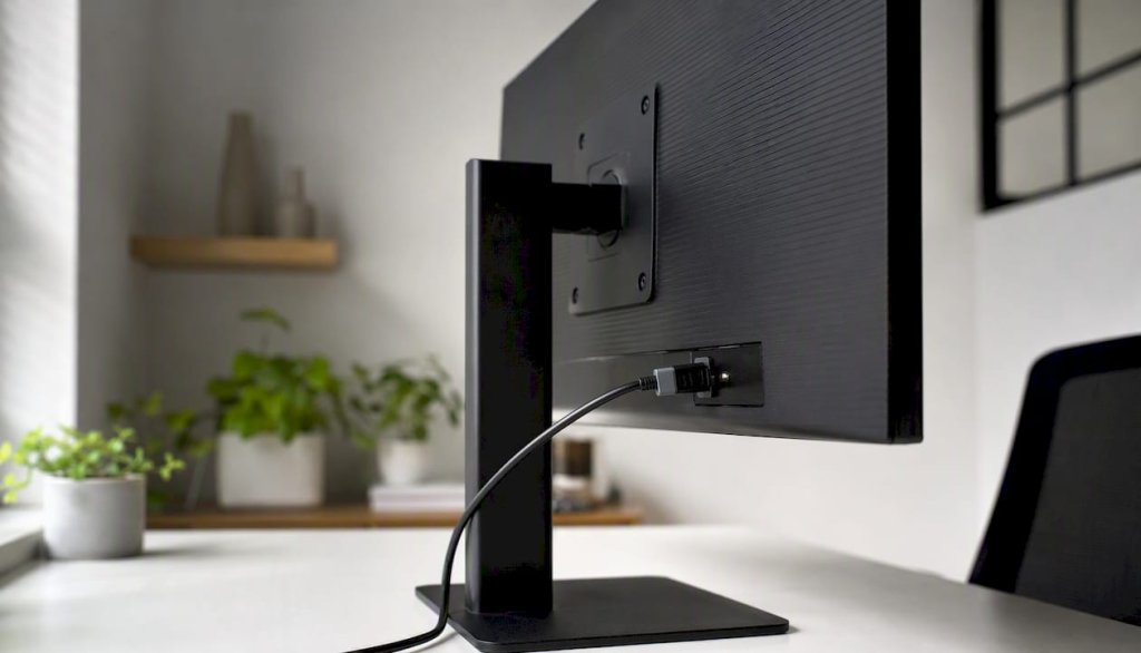 K ultrawide monitoru je připojen aktivní DisplayPort kabel.