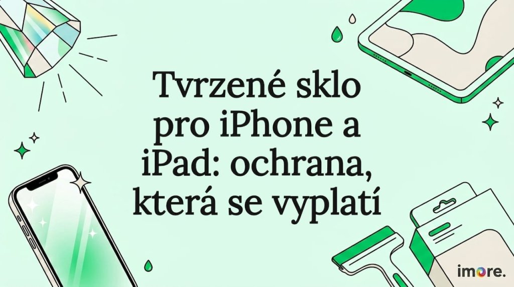 Redakčn&iacute; tituln&iacute; karta s motivy iPhonu, iPadu a skleněn&yacute;mi detaily