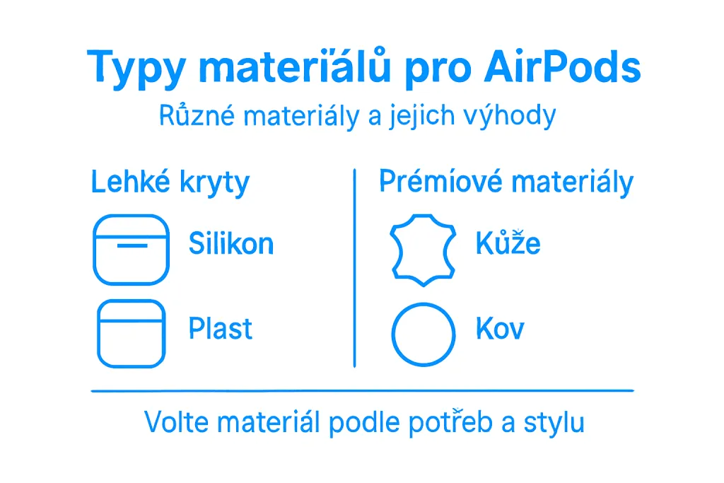 Přehled materi&aacute;lů, ze kter&yacute;ch se vyr&aacute;běj&iacute; obaly na AirPods &ndash; podrobně a přehledně v infografice