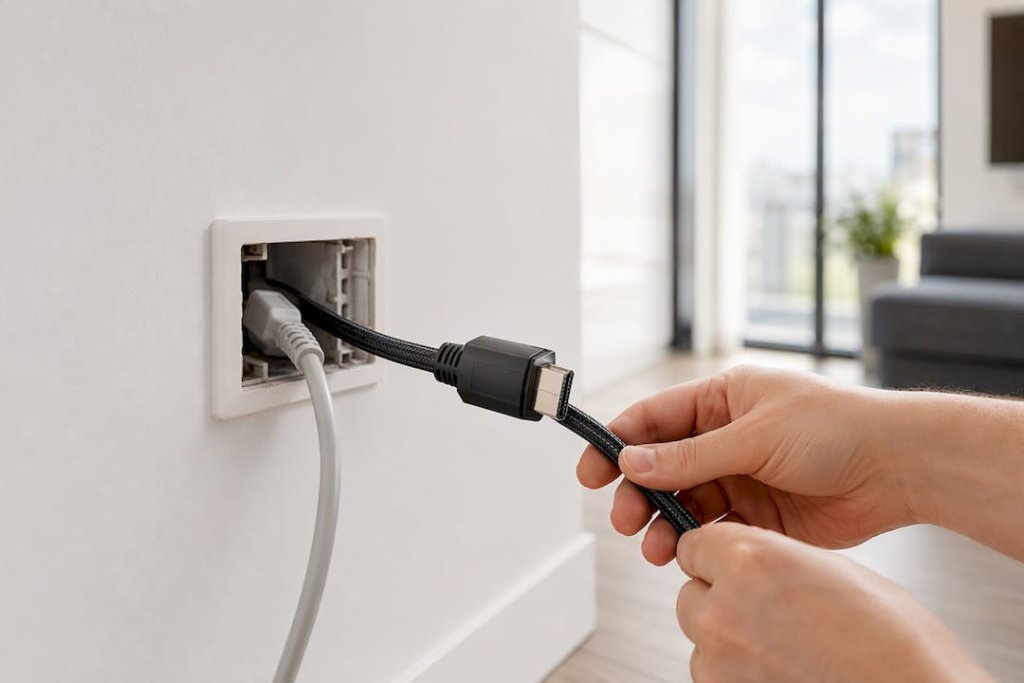 Instalace st&iacute;něn&eacute;ho HDMI kabelu skrz stěnov&yacute; panel