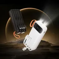 Hoco J151A powerbanka 20000mAh s kabely a dvojitou svítilnou - černá