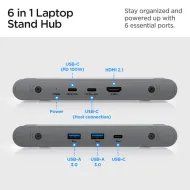 Hliníkový stojan Spigen ArcDock pro notebook s porty HDMI, USB-A a USB-C