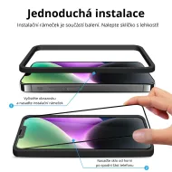 JP 3D sklo s instalačním rámečkem, iPhone 14, černé