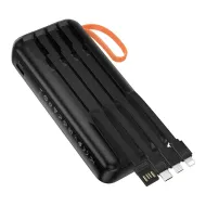 Hoco J151A powerbanka 20000mAh s kabely a dvojitou svítilnou - černá