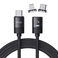 Tech-Protect UltraBoost Magnetic YJ-0013 Kabel USB-A na USB-C / Lightning PD27W/3A 2m černý