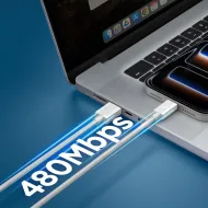 Spigen Essential EB6015AC USB-A / USB-C kabel 60W 1,5m - bílý
