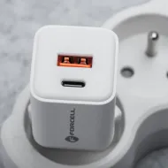 Forcell F-Energy VT-35C Mini GaN III 35W rychlá síťová nabíječka USB-A USB-C PD QC 4.0 bílá