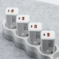 Forcell F-Energy VT-35C Mini GaN III 35W rychlá síťová nabíječka USB-A USB-C PD QC 4.0 bílá