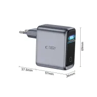 Tech-Protect PowerVision NC100W-GaN 100W 3portová GaN nabíječka s displejem