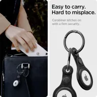 Kožené pouzdro Spigen Valentinus Apple AirTag 1 / 2 černé