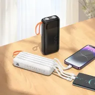 Hoco J151A powerbanka 20000mAh s kabely a dvojitou svítilnou - černá