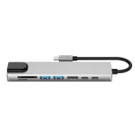 Tech-Protect HB09 USB-C hub 8v1 s HDMI 4K 60 Hz, PD 100 W a RJ45 vesmírně šedý