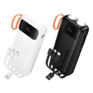 Hoco J151A powerbanka 20000mAh s kabely a dvojitou svítilnou - černá