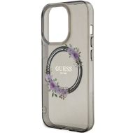 Kryt Guess Flowers Wreath MagSafe iPhone 15 Pro černý