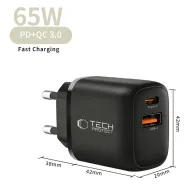 Tech-Protect NCA65W-GAN PD 65W QC3.0 2-portová nabíječka USB-C USB-A