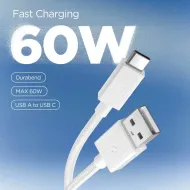 Spigen Essential EB6015AC USB-A / USB-C kabel 60W 1,5m - bílý